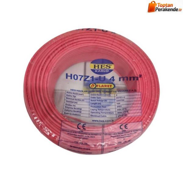 Hes Nya Kablo 4 Mm Kırmızı (H07z1-U) Halojen Free